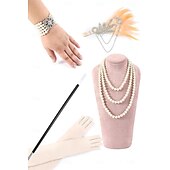 olcso Öltözetek-Retró Ordító 20-as évek 1920-as évek Flapper ruha Felszerelések Koktélruha A nagy Gatsby Flapper lány Esküvői Vendég Flitter Női Esküvő Esküvői vendég Buli / Este Felnőttek 1 Karkötő Ruha Kesztyűk