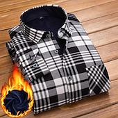 cheap Men&#039;s Non Iron Shirts-Men&#039;s Dress Shirt Plaid Shirt Collared Shirt Button Up Shirt Flannel Jacket Tartan Wedding Outdoor Red Blue Blue-White Coffee Long Sleeve Turndown Fall Winter Clothing Apparel