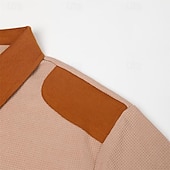 baratos Polo Clássico Masculino-Homens Polos de botões Textura Casual Feriado Clássico Manga Longa Moda Básico Bloco de cor Secagem Rápida Verão Primavera Normal Preto Azul Marinho Escuro Caqui Cinzento Polos de botões