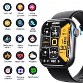 お買い得  スマートウォッチ-F57 スマートウォッチ ブルートゥース通話 1.91インチスクリーン 24時間 血糖値 心拍数モニタリング 温度 血圧 酸素