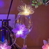 abordables Guirlandes lumineuses à piles-Guirlande lumineuse féerique en fibre optique 1.5m 10led/3m 20led, fleur artificielle décorative, guirlande lumineuse à piles, décoration de fête, salle de mariage, décor de jardin
