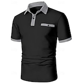 economico Polo classica da uomo-Per uomo Camicia da golf Golf polo da golf Ufficio Informale Bavero Manica corta Essenziale Moderno Color Block Pied-de-poule Collage Primavera estate Standard Nero Bianco Rosso Blu marino Blu Beige
