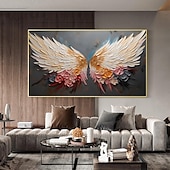 cheap Abstract Paintings-Handmade Original wing Oil Painting On Canvas Wall Art Decor Abstract Minimalist golden Painting for Home Decor With Stretched Frame/Without Inner Frame Painting
