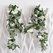 abordables Monsieur et Madame Mariage-fleurs simulées fleurs artificielles fleurs en soie vigne vignes climatisation conduites d&#039;eau arches de mariage décorations sinueuses rose vignes