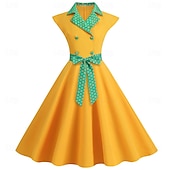 ieftine Rochii-Retro / vintage 1950 rockabilly Rochii Rochie leagăn Buline Pentru femei Carnaval Mascaradă Purtare Zilnică Petrecerea Burlăcițelor Adulți Rochie Rochii de acasă