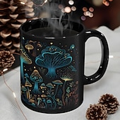 economico Tazze e tazzine-tazza di funghi magici, tazza di funghi, tazza di caffè con funghi neri, tazze di caffè novità, graziosi regali di funghi bioluminescenti, regali per gli amanti dei funghi