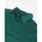 お買い得  メンズサテンシャツ-男性用 シャツ サテンシャツ カジュアルシャツ ボタンアップシャツ 平織り 日常 バケーション ブラック ホワイト ワイン ネイビーブルー 長袖 ラペル 春 &amp; 秋 衣類