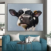 abordables Peintures animaux-peinture à l&#039;huile peinte à la main peinture de texture de vache colorée art mural peinture originale sur toile extra large art mural carré ferme bovins vache peinture mur art photo pour salon
