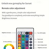 economico Lampada proiettore tramonto-lampada da notte a led con effetto increspatura dell&#039;acqua, atmosfera rgb con telecomando, proiezione arcobaleno al tramonto per soggiorno, camera da letto, comodino, doppia testa, lampada da tavolo moderna 1 pz