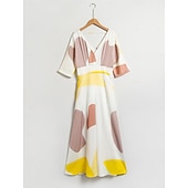  szatén esküvői vendégzseb virágos v nyakú maxiruha