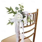 olcso Mr és Mrs Wedding-4 db esküvői folyosó virágdísz ceremóniához széktámla virág szett 4 rózsaszín esküvői folyosó pad virág dekoráció menyasszonyi zuhany műflóval
