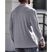 preiswerte Klassisches Poloshirt für Herren-Herren Poloshirt aus Baumwolle Golfhemd Arbeit Casual Kargen Langarm Basic Modern Glatt Taste Tasche Frühling &amp; Herbst Regular Fit Dunkelrot Wein Aprikose Dunkelgrau Wasserblau Schwarz Poloshirt aus