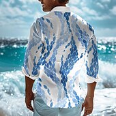 abordables Impression océan-Homme Vaporisateur Motif de paysage marin Chemise hawaïenne Chemise Aloha Chemises imprimées manche longue Chemise Col rabattu Hawaïen Station balnéaire Vacances Sortie Plage Bleu Roi Bleu de minuit