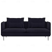 baratos Cobertura de Sofa-Capa de Sofá 3 Lugares Cor Sólida com Almofadas Revestidas em Algodão 100% com Braços