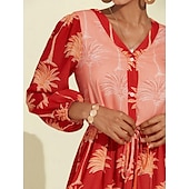 abordables robe décontractée imprimée-robe midi à fleurs et franges à col en V