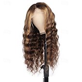 economico Parrucche lace front capelli veri-Parrucche per capelli umani anteriori in pizzo con onda profonda sciolta al 150% densità 13 * 4 Parrucche per capelli umani in pizzo trasparente evidenziano 4/27 colori