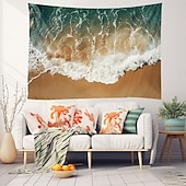 Недорогие Тапестри́ на океа́нском пляже-Пляжный остров, подвесной гобелен, настенное искусство, большой гобелен, фреска, декор, фотография, фон, одеяло, занавеска, украшение для дома, спальни, гостиной