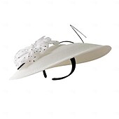 economico Cappelli per feste-fasce cappelli copricapo bombetta in fibra / cappello a cloche cappello di paglia cappello da sole matrimonio tea party matrimonio elegante con copricapo laterale in pizzo copricapo