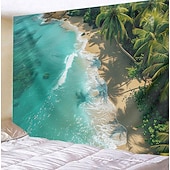 Недорогие Тапестри́ на океа́нском пляже-Пляжный остров, подвесной гобелен, настенное искусство, большой гобелен, фреска, декор, фотография, фон, одеяло, занавеска, украшение для дома, спальни, гостиной