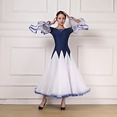olcso Báli ruha-Társastánc Ruha Illesztés Kristályok / Strasszok Női Teljesítmény Parti Hosszú ujj Organza Lycra