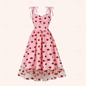 billiga Klänningar-Retro / vintage Femtiotal Middag Klänningar A-Line Klänning Swing klänning Frukt Dam Datum Möhippa Vuxna Klänning Hemkomstklänningar Sommar Vår