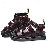 abordables Sandales Décontractées-Femme Sandales Chaussures romaines Sandales de pêcheur Extérieur du quotidien Talon Plat Bout ouvert Décontractées Minimalisme Faux Cuir Vin Noir Blanche