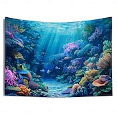 cheap Ocean Beach Tapestry-Undersea Landscape Hanging Tapestry Wall Art Large Tapestry Mural Decor Photograph Backdrop Blanket Curtain Home Bedroom Living Room Decoration