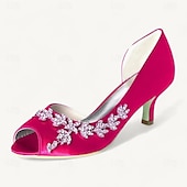 abordables Semi-formel-Femme Chaussures de mariage Chaussures bling-bling Chaussures scintillantes Chaussures de mariée Strass Talon de chaton Bout ouvert Elégant Satin Mocassins Argent Blanche Ivoire