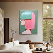 voordelige Schilderijen van mensen-handgeschilderde abstracte mode meisje canvas schilderij abstracte pattyle meisje schilderij voor woonkamer olieverf moderne muur kunst grote abstracte minimalistische bohemien portret schilderij muur