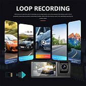 رخيصةأون مشغلات DVR للسيارات-ثلاثة تسجيلات للقيادة، رؤية ليلية 1080 بكسل، ثلاث عدسات، مسجل واي فاي، رؤية عكسية