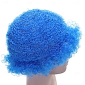 olcso Farsangi parókák-bolyhos afro szintetikus bohóc paróka férfiaknak női cosplay anime party karácsonyi karnevál díszes vicces parókák kék