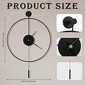cheap Wall Accents-Classical Large Wall Clock with Pendulum Decorative Art Clocks Round Minimalist Modern Clock Non Ticking Silent Metal Wall Clock for Living Room Bedroom Study Office Decoration 50 60 cm