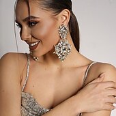 abordables Pendientes-Mujer Pendientes colgantes Geométrico Precioso Importante Diamante Sintético Aretes Joyas Plata / Dorado Para Boda Fiesta 1 Par