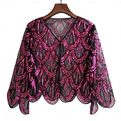 abordables Châles &amp; Écharpes-Rétro Vintage Années Folles Années 1920 Manteau Châles Gatsby le Magnifique Invité au mariage Paillettes Femmes Halloween Carnaval Mascarade Mariage robe demoiselle d honneur Événement / Fête Adulte