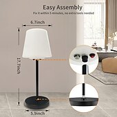 abordables Lámparas de mesa-Lámpara de mesa solar regulable, lámparas de mesa inalámbricas recargables, lámpara de mesa portátil de 3 modos de color para sala de estar, oficina, restaurante y patio