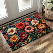 cheap Doormats-Mexico Folk Art Flowers Doormat Non-Slip Oil Proof Rug Indoor Outdoor Mat Bedroom Decor Bathroom Mat Entrance Rug Door Mat