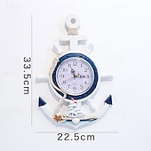 economico Decorazioni da parete-decorazione da parete da appendere alla parete in stile mediterraneo, legno stampato a polvere, blu e bianco, timoniere, ancora, orologio nautico personalizzato creativo