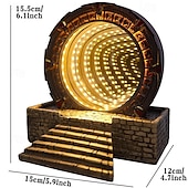 cheap Light Up Toys-Atlantis Stargate Mirror LED Night Light Star Gate 3D Time Tunnel Ring Mirror Movie Replica Model Cospaly Halloween Party Prop Resin Collectable Toy Home Decor Ornament Gift