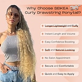 cheap Ponytails-Drawstring Ponytail Extension Long Lightweight Full Natural Curly Fake Pony Tail Multi Layered Soft Clip in Hair Extensions Ponytail Synthetic Hairpiece