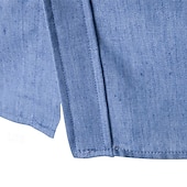 preiswerte Business Casual-Herren Hemd leinenhemd Hemd aus Baumwollleinen Sommerhemd Strandhemd Knopfhemd Glatt Hawaiianisch Festtage Blau Dunkelblau Langarm Kargen Frühling &amp; Herbst Bekleidung Spleißen