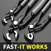 cheap Home Improvement-Water Pump Pliers Quick-Release Plumbing Pliers Pipe Wrench Adjustable Water Pipe Clamp Pliers Household Hand Tools Multi-functional Kitchen Sink Spanner Wrench That Defend Bath