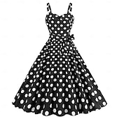 economico Vestiti-Retrò Vintage Anni 1950 Rockabilly Vestito Abito Swing Pois Per donna Carnevale Mascherata Abbigliamento quotidiano Adulti Vestito Abiti per il ritorno
