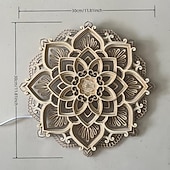 tanie znaki ścienne z drewna-1 szt. lotosowa mandala do jogi lampka nocna do pokoju led wielowarstwowe drewniane kreatywne oświetlenie nastrojowe do salonu sypialnia łazienka dekoracja ścienna w kuchni relaksująca i kojąca