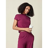 baratos camisas, tops e blusas-top athleisure com manga curta reversível