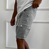 abordables Classique-Homme Short Cargo Short Cordon Taille elastique Multi poche Plein Vestimentaire Court Extérieur du quotidien Sortie Mode Classique Noir Jaune