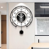 cheap Wall Accents-Black&amp;White Modern Wall Clock 3D Hollow Design Pendulum Silent Metal Pointer Display Round Hanging Clock Living Room Wall Decor 35 43 50 cm
