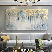 cheap Abstract Paintings-Gold Foil Teal Green painting hand painted 3D Texture Abstract Painting On Canvas for Livingroom Bedroom Oversize Large Luxury Gold painting Wall Art New Home Art Decor