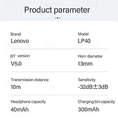 baratos Auscultadores TWS True Wireless-Fones de Ouvido Sem Fio Lenovo LP40 TWS Bluetooth 5.1 Estéreo com Caixa de Carregamento Parceria Automática para Apple Samsung Huawei Xiaomi MI Uso Diário Viajando ao Ar Livre Telefone Móvel