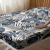 cheap Sheets &amp; Pillowcase-Leaves Spring Pattern Fitted Sheet Set 100% Cotton Ultra Soft Breathable Silky Bed Sheets Deep Pocket Bedding Sheets 3 Piece Queen King Size