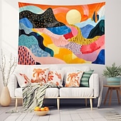 Χαμηλού Κόστους ταπετσαρίες τέχνης-αισθητική πολύχρωμη κρεμαστή ταπετσαρία στο βουνό τέχνη τοίχου μεγάλη ταπετσαρία τοιχογραφία διακόσμηση φωτογραφία σκηνικό κουβέρτα κουρτίνα σπίτι υπνοδωμάτιο διακόσμηση σαλονιού